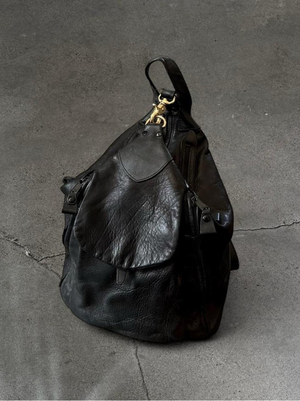 Vintage Tiganello Black Leather Backpack